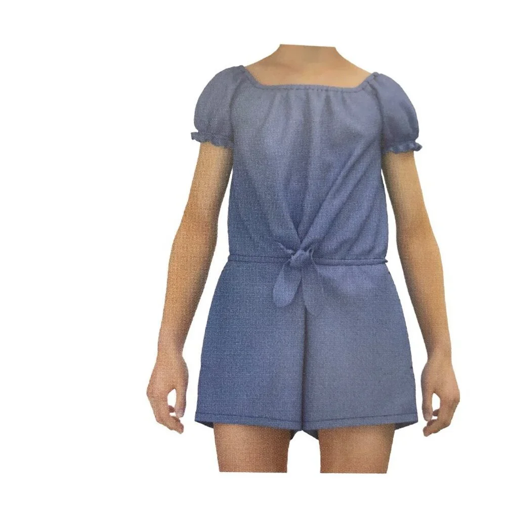 GAP Girl's Soft Chambray Short Puff Sleeve One Piece‎ Romper NWT